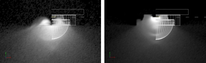 illuminance for rayset(left) and Photopia(right) based lamp model